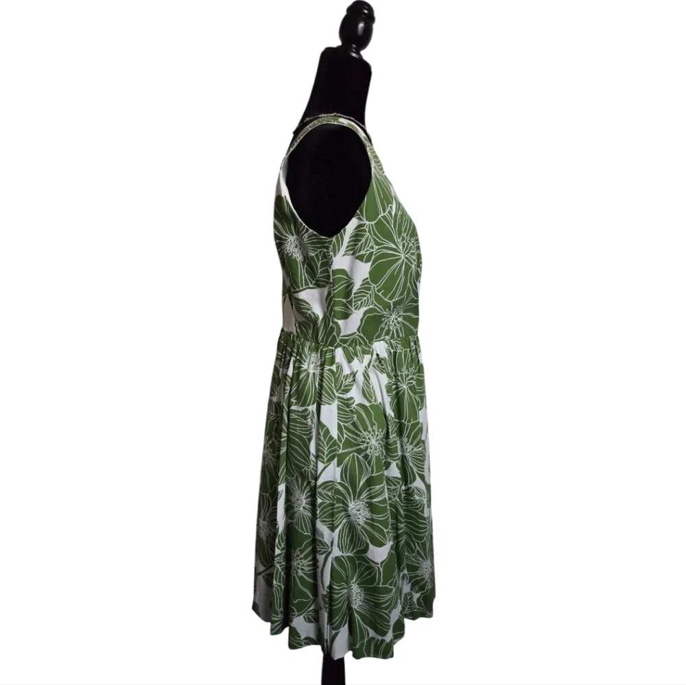 Jessica Howard Green and White Floral Sleeveless Dress Women's Size 10P - Picture 4 of 13